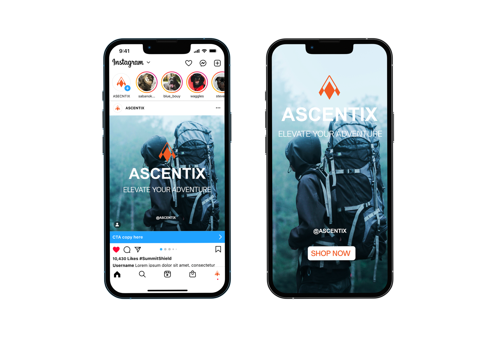 Mobile design mockup of ascentix